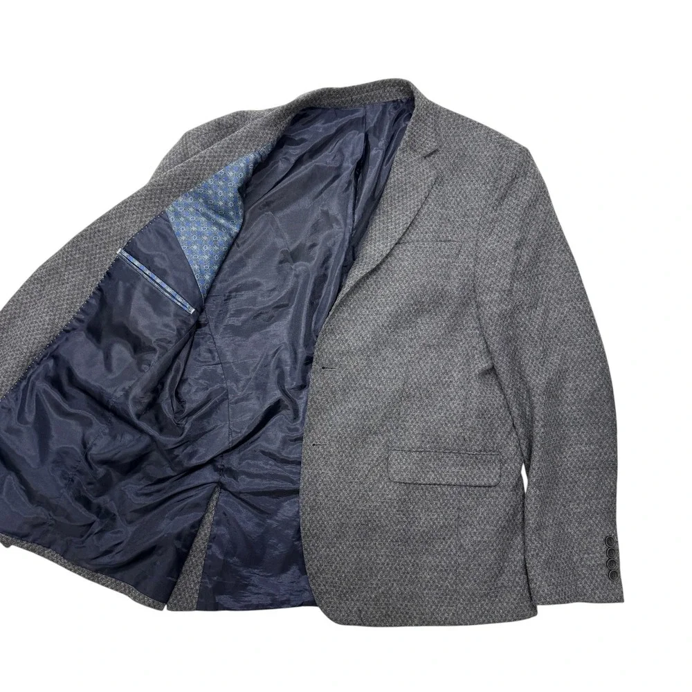 Cricket & Co Gray Wool Blend Textured Blazer Jacket Mens 56 46 US Lord